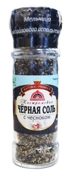 Изображение товара Соль черная пищевая с чесноком в мельнице 110г Соль черная пищевая с чесноком в мельнице 110г фотография